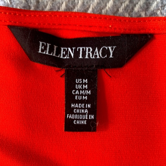 Ellen Tracy orange jersey sleeveless top with zippered patch pockets - Picture 4 of 5